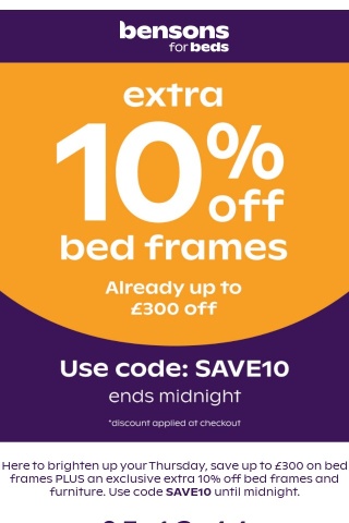 Grab An Extra 10% Off Bed Frames & Furniture