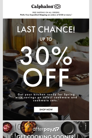 Last Chance! Save Up to 30% On Select Cookware