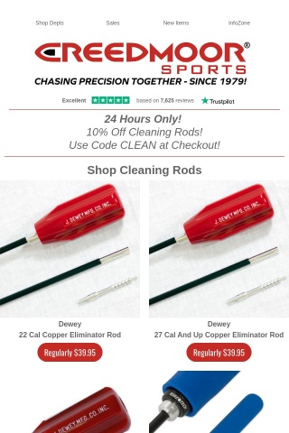 24 Hours Only! 10% off Cleaning Rods with code CLEAN!
