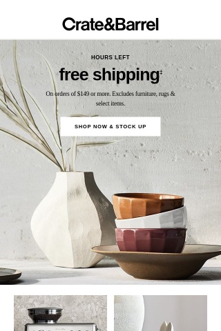 HOURS LEFT for free shipping!