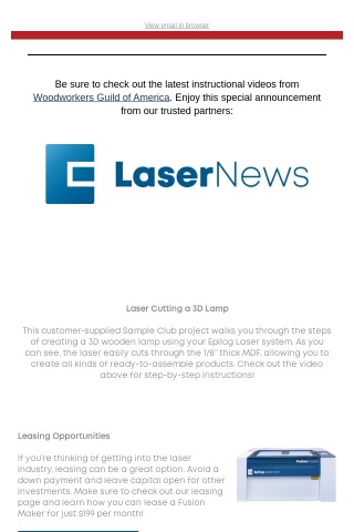 Laser Cutting a 3D Lamp, Leasing Info, and More from Epilog Laser!