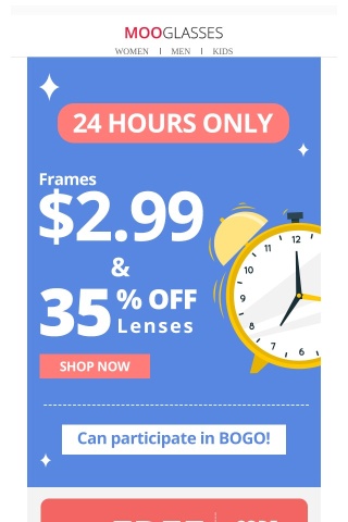 One-day deals inside >> $2.99 Frames