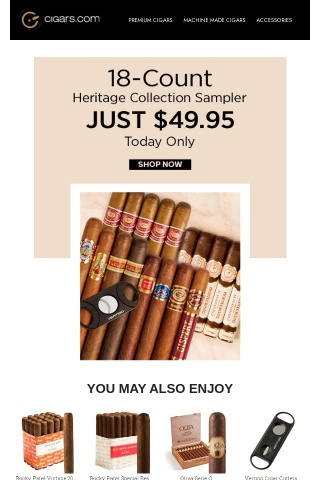Today only! 18-cigar Heritage Collection only $49.95