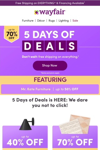 DAY 1️⃣ STARTS NOW: 5 Days of Deals ⭐ SHOP NOW