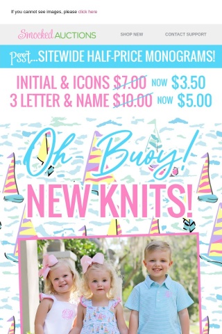 Oh Buoy! New Knits & Half Price Monograms!