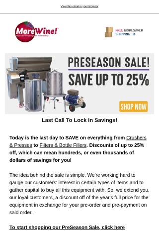 Our PreSeason Sale Ends Today!