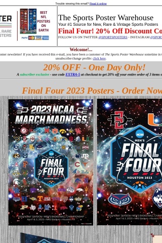 20% Off Code, Final Four 2023, MLB Is Back, and More!
