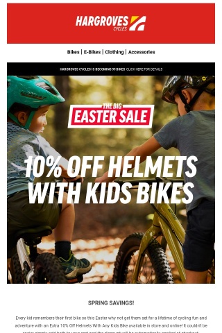 Extra 10% Off Helmets With Kids Bikes