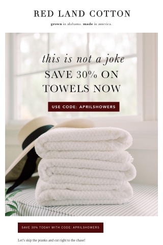 Save 30% On All Towels!