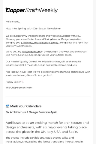 Hop Into Spring with Copper Smith's Easter Newsletter