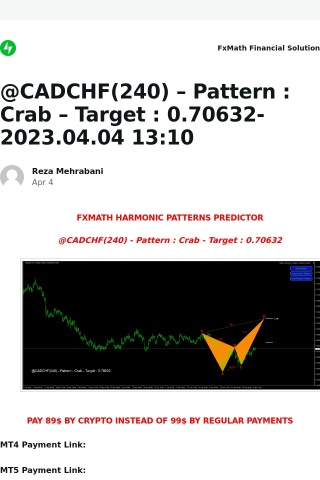 [New post] @CADCHF(240) – Pattern : Crab – Target : 0.70632-2023.04.04 13:10