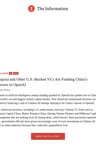Deals: Sequoia and Other U.S.-Backed VCs Are Funding China’s Answer to OpenAI