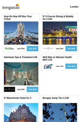 Hop-On Hop-Off Bus Tour Ticket | 5* 3 Course Dining & Bubbly for 2 £49 | Hammam Spa & Treatment £45 | Well Man or Woman Health MOT £79 | 4* Manchester Hotel for 2