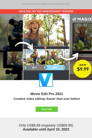 Movie Edit Pro 2021: Only US$9.99 (regularly US$69.99)!
