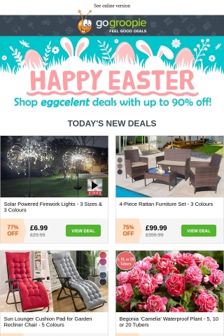 FIRST 50 AT £6.99! Firework Lights | 4pc Rattan Sofas + Table ONLY £99 | Sun Lounger Cushion £14.99 | Garden Animal Pond £9.99 | Begonia Plants £7.99 | GPS Tracker Key Ring £3.99