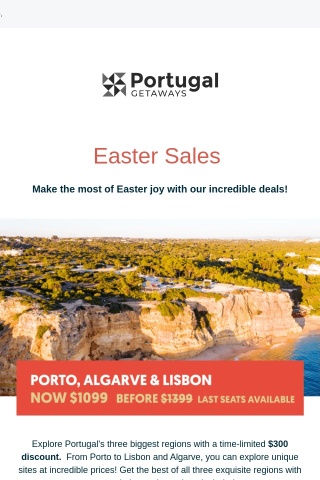 🐰 $300 OFF - Porto, Lisbon & Algarve - Easter Sales 🐰