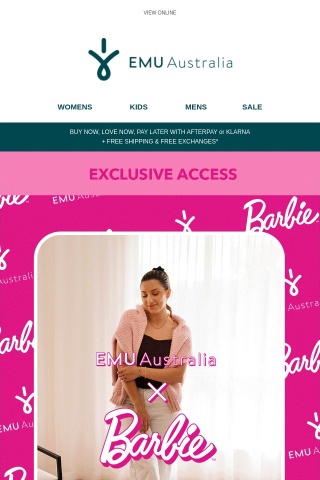 Sneak Peek! 👀  | Barbie x EMU Australia collab available now!