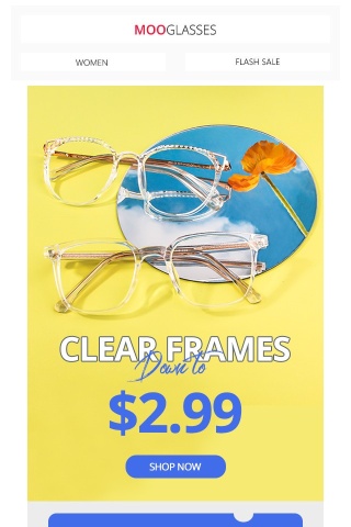 Clear frames for only $2.99✨