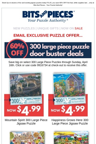 300pc Puzzle Door Buster: 60% OFF