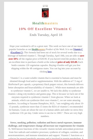 10% Off - Vitamin C (Excellent Vitamin C)