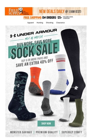 🧦 Under Armour Socks: Mix-N-Match & price drops another 40%!