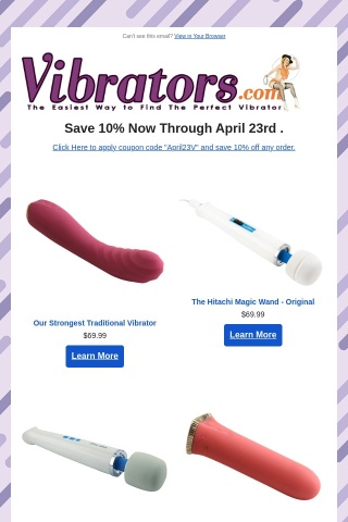 Your Coupon For an Extra 10% Off at Vibrators.com
