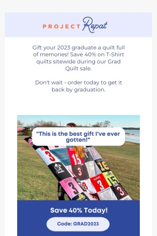Don't Miss 40% Off T-Shirt Quilts for Graduates 🎉