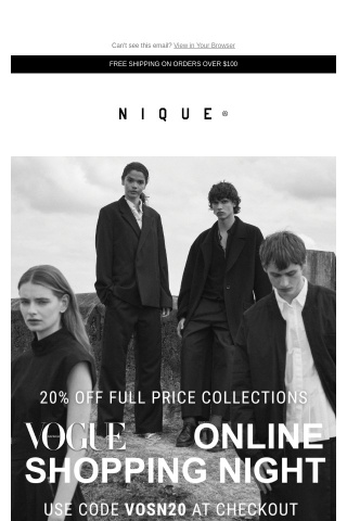 Vogue Online Shopping Night | 20% off SITEWIDE