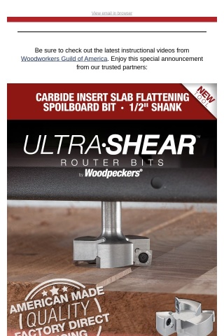 NEW TOOL ALERT: Ultra∙Shear Carbide Insert Slab Flattening Spoilboard Bits