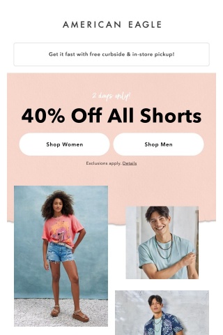 STARTS NOW: 40% off ALL shorts! 🩳
