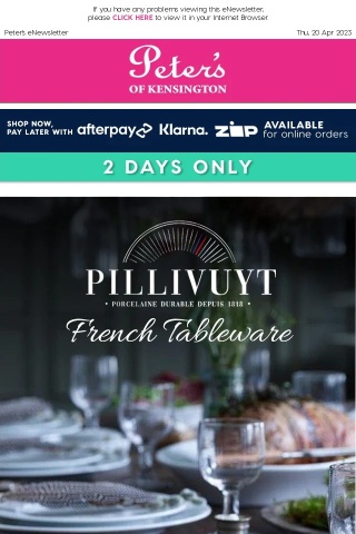 Up to 75% off RRP - Pillivuyt Sancerre Tableware (Made in France) - 2 Days Only!