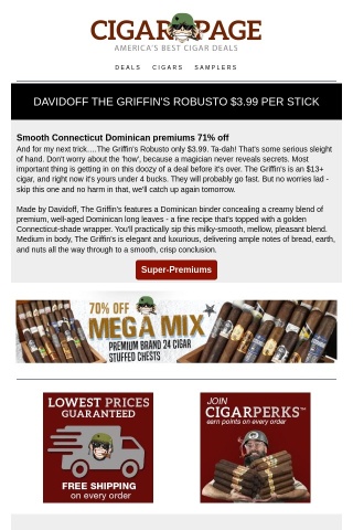 2 days only: The Griffin's Davidoff $3.99