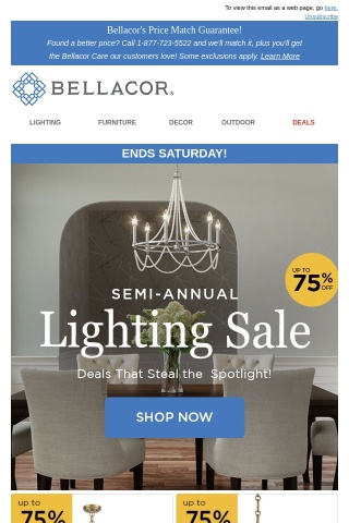 Don't Be Left in the Dark! Semi-Annual Lighting Sale Ends Saturday