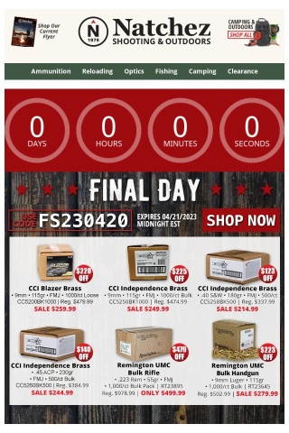 Final Day Ammo Flash Sale with Free Shipping