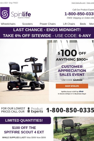 Last Chance - Customer Appreciation Sales Event Ends At Midnight!