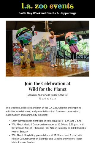 This weekend: Special Earth Day celebrations and more!