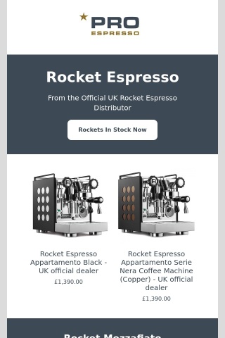 Black Rocket Appartamento and Mozzafiato in stock now - Rocket Espresso 0% deal