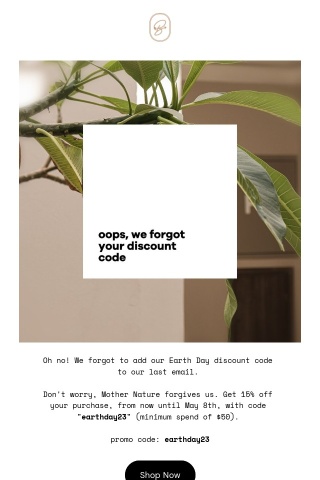 Oops! 🌿 Earth Day Discount Inside: Save 15%