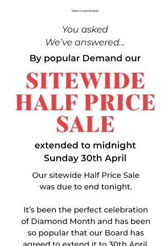 Attention❗ Your Half Price Sale has been extended