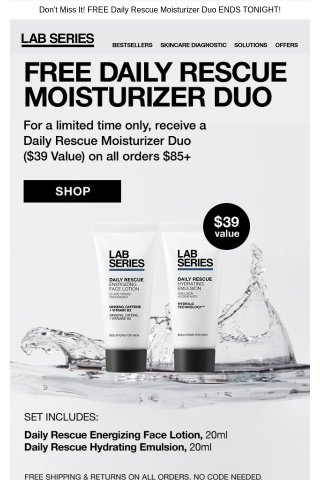 It's back! 24 Hours Only! FREE Daily Rescue Moisturizer Duo