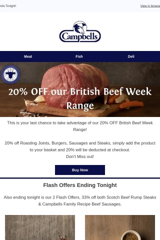 Last Chance for Rump Steak & Beef Sausage Flash Offers