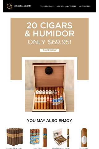 20 cigars and humidor for only $69.95!