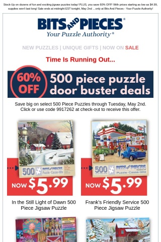 Don't Miss Out - 60% Off 500pc Puzzle Sale