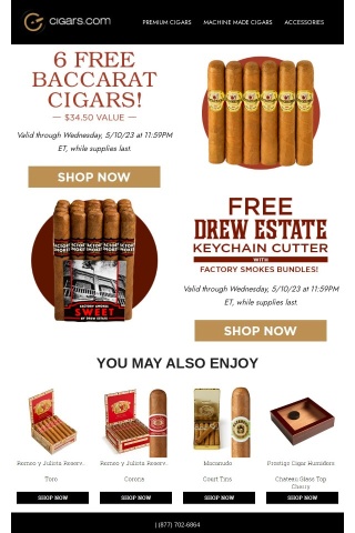6 free Baccarat cigars + more deals