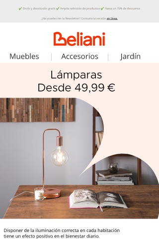 Descubre nuestra selección de lámparas a partir de 49,99 €