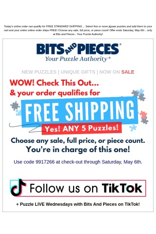 Get Free Shipping: Just Add ANY 5 PUZZLES To Your Cart!