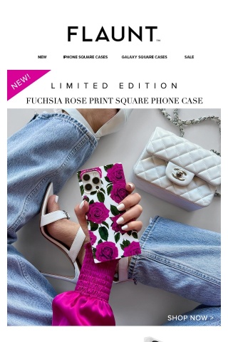 new new new fuchsia rose print square case just dropped