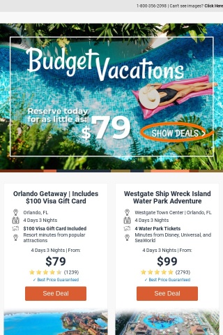 Vacation on a budget! Relax for $79