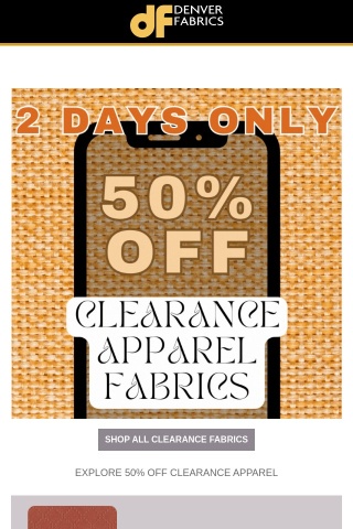 2 DAY SALE - SAVE 50% OFF CLEARANCE