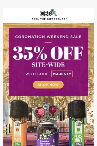35% OFF Coronation Weekend Sale starts now! 👑